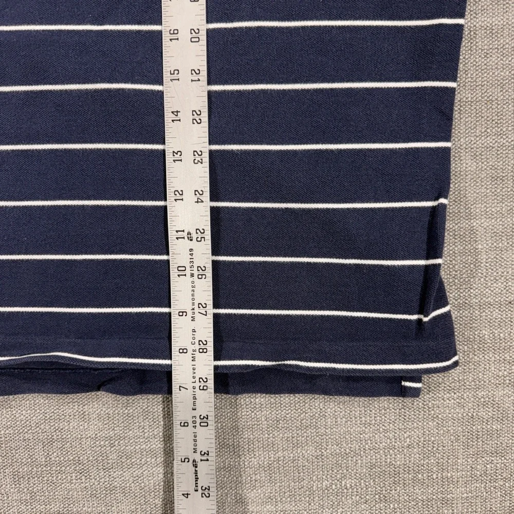 Polo Ralph Lauren Polo Shirt Mens XL Navy Blue Excellent Striped Cotton Pony